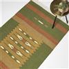 HOMESCAPES Tappeto Kilim intrecciato a mano arancione e verde, 240 x 300 cm, in iuta e cotone, tappeto per soggiorno Lundi con motivo geometrico tradizionale e nappe