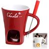Generic Tazza per fonduta, tazza per fonduta al cioccolato con forchetta e candela, tazza per fonduta, set di tazze per fonduta, per appuntamenti serali, regali di nozze (rosso)