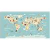 Panorama Tappeto Vinile Mappa del Mondo Animali 120x160 cm - Tappeto Gioco per Bambini - Tappeto Moderno Salotto - Tappeto Lavabile Ignifugo - Tappeto Grande - Tappeto PVC