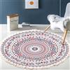 Tomifine Tappeto con Nappe Bohémien Tappeto Lavabile, Tappeti da Salotto rotondo, Tappeto Stampato Ingresso Tessuto Stampato per Camera da Letto, Cucina (80cm,Rosso)