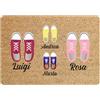 Colorfamily Tappeto Zerbino personalizzato con nome Famiglia 2 figli Scarpe Ingresso Casa 60x40 cm