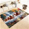 WHUOEUCO Tappeto Moderno Alberi Cascate Animali Cavalli 140x200cm Tappeti per Salotto Lavabile, Tappeto Pelo Corto Antiscivolo Morbido per Soggiorno Camera da Letto Casa Decorare