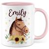 Pagma Druck Tazza con cavalli personalizzata,personalizzabile con il nome desiderato,tazza da caffè 330 ml,in ceramica-proprio nome cavallo disegno ragazza donna idea regalo pony tazza caffè