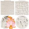 FCKEMLDS Set di 4 stampi in silicone a forma di castello, per decorare torte, cupcake, cioccolato, caramelle, pasta di gomma, pasta di zucchero, pasta di gomma, argilla polimerica