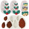 Wehous 4 stampi per fondente natalizio, foglie di agrifoglio e campane in silicone per cioccolato, forme uniche per torte, caramelle, caramelle, dolci, fai da te, feste, dessert, argilla polimerica, candele,