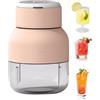 LearnLyrics Mixer per frullati portatili, 6 lame, 350 ml, frullatore con display LED, spremiagrumi ricaricabile, lento