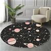 GDJSMIN Motivo Costellazione Spaziale Tappeto Rotondo Rosa Tappeti 60Cm Antiscivolo Lavabile In Lavatrice Tondo Tapette Salotto Camera Da Letto Soggiorno Scendiletto Pelo Corto Rotondi Carpet