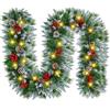 NUZEKY Ghirlanda Natalizia con Luci - 2.7M 30Led Ghirlanda Natalizia Artificiali,Ghirlanda Natalizia con Bacche,Ghirlanda di Abete Decorazione Ghirlanda di Natale Decorazione per Porta Scale esterno (B)