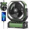 KITWLEMEN Ventilatore da campeggio con luce, 20000 mAh, 112 ore di autonomia max. 9 velocità, timer, oscillazione automatica, rotazione a 270° e gancio per campeggio, interruzione di corrente, uragano