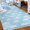 Mazovia Tappeto Salotto - Tapeto Stampato Pelo Corto - Morbido Tappeto Camera da Letto - Antiscivolo Tapeto EMMA - Tappeto Bambini Motivo Nuvole Ciel Motif - Blu 160x230cm