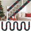 UISEBRT Ghirlanda natalizia artificiale con 40 fiocchi rossi, ghirlanda decorativa per albero di Natale, accessori per feste, giardino, matrimoni, soffitti, camino, scale, decorazione, verde scuro, 15