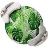 Generic Verde Tappeto Rotondo Salotto, 100 cm Piante E Foglie Tropicali Disegnate A Mano Stampa Morbido Tappetini Antiscivolo Tappeto per Bambini Cameretta Cucina Casa Zona Balcone Tappet Tavolino