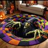 AVSMGP Tappeto Di Halloween Con Illusione Ottica 3D, Tappeti Con Motivi Di Scheletri E Zucche Zerbino Per Ingresso Per Arredamento Casa, Sala Giochi, Ingresso Esterno,D,100CM/3' 3.37