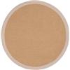 carpetfine Tappeto Sisal Rotondo colore Ø 200 cm tessuto a mano con bordo in cotone Beige | Tappeto naturale antiscivolo Uni in tessuto piatto di fibre naturali per soggiorno e camera da letto