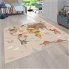Paco Home Tappeto Bambini Cameretta Bambina Ragezzi Motivo Con Animale Antiscivolo Moderno Beige Marrone Verde, Dimensione:140x200 cm