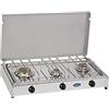 CFParker FORNELLO DA TAVOLO PARKER GAS GPL(BOMBOLE) 3 FUOCHI CON PIANALE IN ACCIAIO INOX CON VALVOLA DI SICUREZZA TELAIO GRIGIO - Mod. 5523RSG