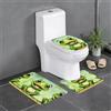 HDSKFNS Set di 3 tappeti da bagno con stampa rana verde, tappetini da bagno in flanella, per vasca da bagno a forma di U, doccia