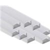 AFTERTECH 8x 3metri (24M) 1708 17x8mm Profilo Alluminio Silver Per Strisce Strip Led Barra Rigida 3MT + Copertura OPACA (8x 3metri 1708 fog)