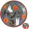 Cepewa Set di 48 piatti di carta per Halloween, Ø 23 cm, carta da 250 g/mq, arancione, grigio, nero, bianco, zucca, fantasma, pistrello, ragno (1 set da 48 piatti di carta per Halloween)