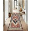 ZUZEKU Tappeto boho per corridoio, cucina, lavabile, antiscivolo, 80 x 300 cm, rosso e blu, lungo per corridoio, soggiorno, camera da letto, venduto al metro, personalizzabile