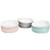 MamboCat Set di 6 ciotole Emilia Ø 11,5 cm, 140 ml, porcellana, rosa, menta e grigio, mini teglia da forno rotonda, per crème brûlée, soufflé, cupcakes, tiramisu, ecc.