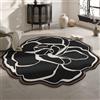 Generic Tappeto Bianco E Nero A Forma Di Fiore, Tappetino Adatto Agli Animali Domestici, Tappeto Per Camera Da Letto, Cucina, Sala Da Pranzo, Ufficio Domestico, Bagno(Floral F,100cmx100cm)