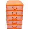 Virsus Cassettiera a Torre Multiuso 7134, misura 16x22x25cm, set 5 cassetti trasparenti con maniglia, organizer salvaspazio per piccoli oggetti, ufficio, camera da letto, scrivania (Arancione)