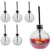 Spetebo Palline per albero di Natale, 400 ml, con cannuccia riutilizzabile, set da 6 pezzi, palline di Natale, fiocchi di neve, in vetro con cannuccia riutilizzabile