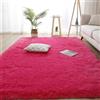 AIMECO Tappeti camera da letto Tappeto Peloso Morbido lungo Soggiorno Carpet stanza da letto pelo moderno scendiletto salotto Antiacaro Antiscivolo Bambini pavimento Grande 120 * 200cm Fucsia