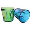 YALOS Set Coppia Bicchieri 2 Colori Misti Murano Collection Happy drink Bicchieri Acqua Vino Liquore ø mm.90 x h mm.90 Vetro di Murano made in italy (blue sky/verde erba)
