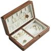 HavenDomicile Portagioie vintage in legno massello, multi-scomparti, per anelli, orecchini, collane, bracciali, organizer in noce scuro (noce-bianco)