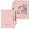 Jeweidea Portafoglio Personalizzato per Donna con Foto Incisa e Nomi Piccolo Portafoglio Bifold con Tasca Portamonete con Cerniera per Mamma, Fidanzata, Regali di Natale Personalizzati (B-Rosa)