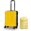 Invicta Trolley Travel - Bagaglio a Mano - Giallo - 33 Litri, Rigido da Cabina con 4 Ruote Girevoli + ZAINO MINISAC NEXT - Invicta - Viaggi e Tempo Libero