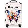 NoBoringSuitcases.com Valigia Bambini, Valigia Grande, Valigia Personalizzabile, Trolley Bambina, Con TSA, Trolley Bambina da Viaggio, Valigia Grande 23 kg (67 cm - 72 L), (Farfalla - Multicolore)