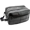 Woodland Leather Astuccio da bagno in vera pelle per uomo, borsa da toilette da viaggio, borsa da barba, borsa da bagno, organizer per trucchi, regalo per uomo e donna, nero, classico