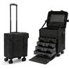 KiwiHood Valigetta trucco rotante 8 cassetti, organizzatore cosmetico professionale robusto trolley con ruote, Nero, moderno