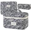 Iouyjiu Beauty case trapuntato, grande, in cotone trapuntato, con cerniera, set di trousse per il trucco, per ragazze e donne, scuola, esterni, casa, bagagli, bagno, lavaggio