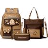 WANWEN Zaino Capibara con Astuccio e Borsa, Kawaii Capibara Borsa, Zaino Capybara per Bambini, Grande Capacità per Scuola e Shopping e Tempo Libero (C)