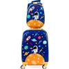 COSTWAY Set di Valigia per Bambini, 18 Valigia+ 12 Zaino, 2 Pezzi, con Ruote Girevoli a 360° e Maniglia Retrattile, Ideale per Viaggiare in Modo Comodo e Divertente (Modello 13)