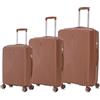 CELIMS - Set di Valigie 3 Pezzi in Polipropilene Rigido | Cabina 55 cm + Media 65 cm + Grande 75 cm | Trolley Resistenti e Leggeri | Lucchetto TSA | 8 Ruote Girevoli 360 | Polipropilene | Marrone