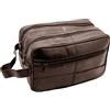 Woodland Leathers Beauty case da uomo in vera pelle, Due Zip Marrone, 10 x | Borsa per il lavaggio in vera pelle, con cerniera, kit da barba da uomo per articoli da toeletta, cosmetici