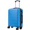 R.Leone Valigia da 1 Fino a Set 3 Bagaglio a mano 55x40x20 Ryanair, Medio, Grande Ultra Resistente Trolley rigido leggero 8 ruote in ABS 2220 (Azzurro, S Bagaglio a mano)