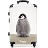NoBoringSuitcases.com Valigia Bambini, Trolley Bambini, Valigia Grande, Valigia Per Bambini, Serratura TSA, Trolley Per Bambini da Viaggio, Valigia Grande 23 kg (67 cm - 72 L) (Pinguino - Grigio)