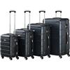 Zelsius Set di valigie 4 pezzi, antracite | Valigia rigida in ABS con chiusura a combinazione, 4 ruote e divisorio interno | Valigia a mano, set di valigie rigide 4 pezzi, trolley, valigia grande