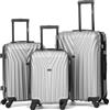 R.Leone Valigia da 1 Fino a Set 4 Trolley Rigido grande, medio, bagaglio a mano e bagaglio EasyJet 45X36X20cm 4 ruote in ABS 9002 (Argento, Set 3 Pezzi S M L)