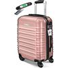 KESSER Valigia da viaggio rigida con bilancia per valigia + etichetta per bagagli, trolley con serratura a combinazione, 4 ruote in ABS, manico telescopico, Rosa lampone, Handgepäck 55cm - 55L