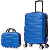 CELIMS - Valigia Bagaglio a Mano con Beauty Case da Viaggio 30cm Blu Approvata da oltre 100 compagnie aeree | Leggera e Rigida | Trolley Bagaglio a Mano 55x40x20 | Valigia Cabina