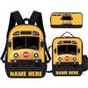 ASD Jewerly 3Pcs Set personalizzato ingegneria veicoli a tema zaino borsa regalo, nome personalizzato costruzione veicoli a tema escavatore camion stampa zaino casual laptop daypack borsa (style22)