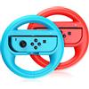 VOYEE Steering Wheel Compatible with Nintendo Switch Wheel, Family Use Accessories Compatible with Switch JoyCon Controllers, 2 Pack (Blue and Red)