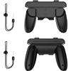 Generico 2PCS impugnature per Switch 2 J-Con, controller destro sinistro maniglia caso impugnatura ergonomica Gamepad Grip maniglia supporto con cinturino (Nero)